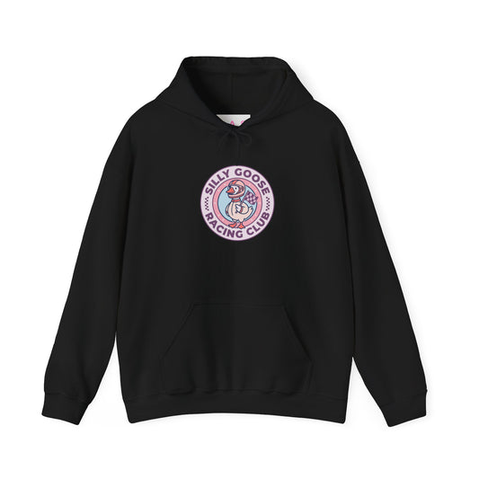 Silly Goose Racing Hoodie — Funny Goose in Racing Gear Sweatshirt