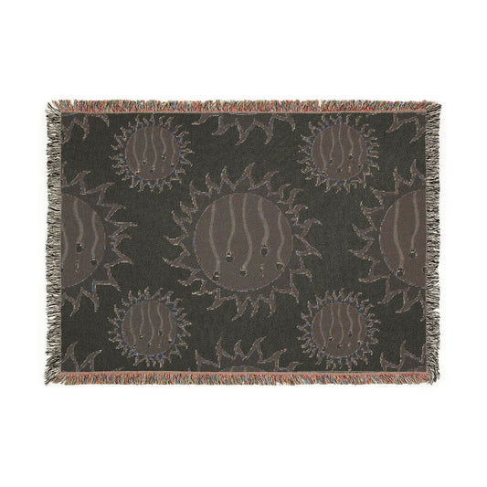 Sun On/Sun Off Woven Blanket — Reversible Light & Dark Sun Pattern Throw