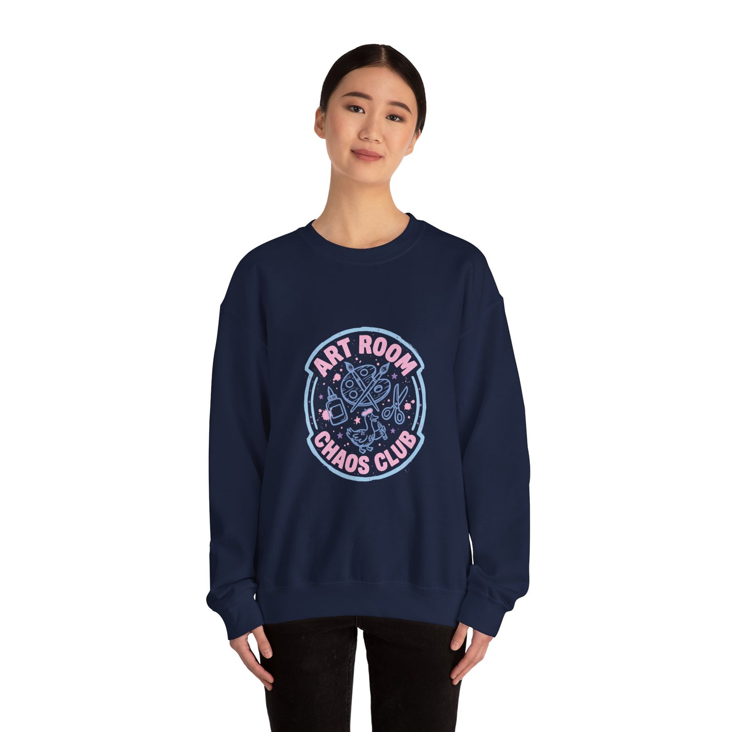 Art Chaos Pastel Crewneck Sweatshirt | Abstract Colorful Design