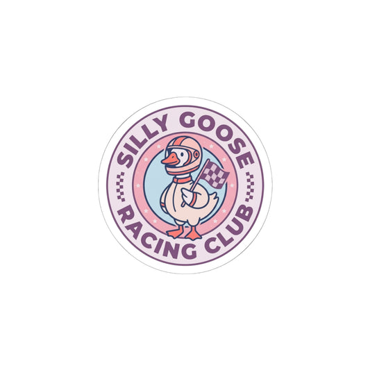 Cute Silly Goose Racing Sticker — Kiss-Cut Sticker with Goose in Racing Gear