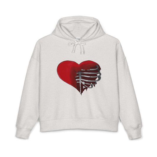 Women's Hoodie — Red & Grey Decaying Heart Graphic