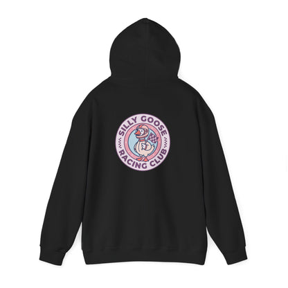 Silly Goose Racing Hoodie — Funny Goose in Racing Gear Sweatshirt
