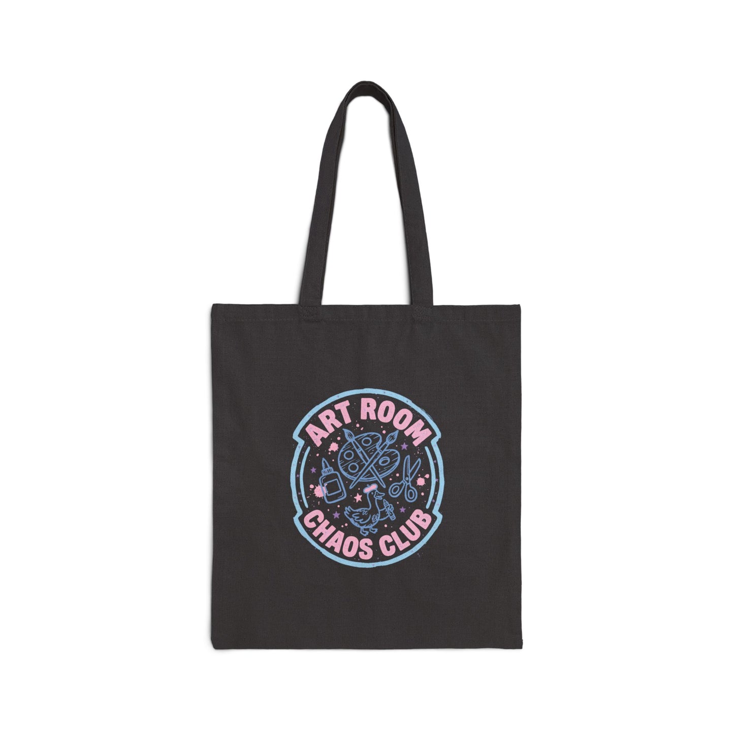 Art Room Chaos Club Cotton Canvas Tote Bag | Pastel Art Supplies Design