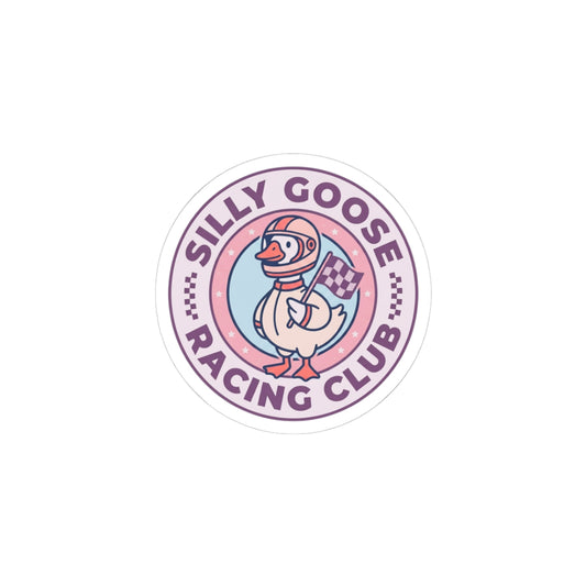 Cute Silly Goose Racing Sticker — Kiss-Cut Sticker with Goose in Racing Gear