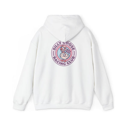 Silly Goose Racing Hoodie — Funny Goose in Racing Gear Sweatshirt