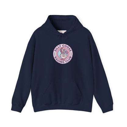 Silly Goose Racing Hoodie — Funny Goose in Racing Gear Sweatshirt