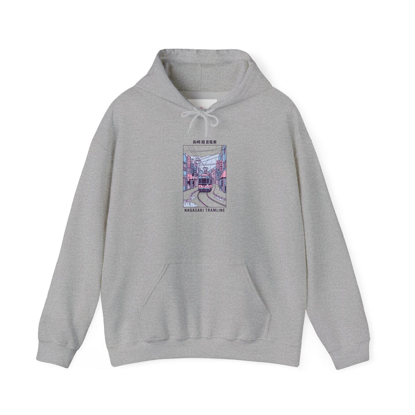Pastel Cute Nagasaki Illustration Hoodie | Japanese Cityscape Kawaii Design