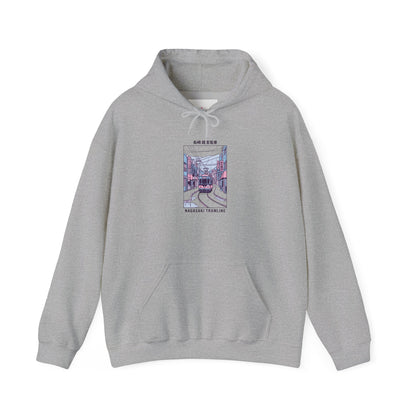 Pastel Cute Nagasaki Illustration Hoodie | Japanese Cityscape Kawaii Design