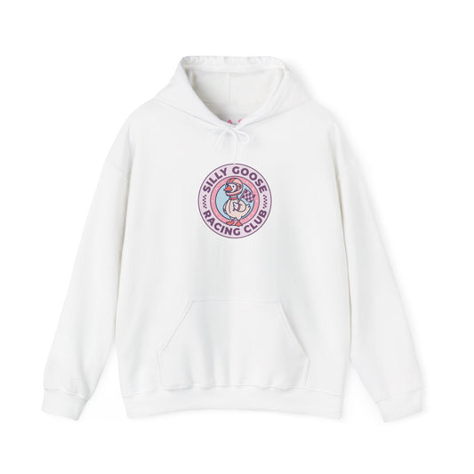 Silly Goose Racing Hoodie — Funny Goose in Racing Gear Sweatshirt