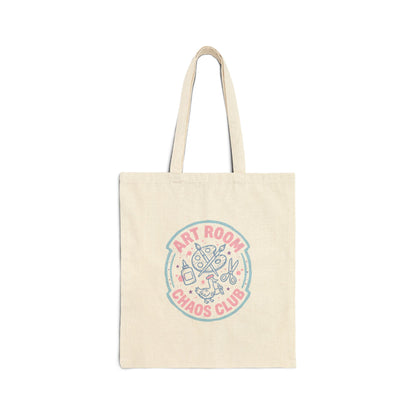 Art Room Chaos Club Cotton Canvas Tote Bag | Pastel Art Supplies Design