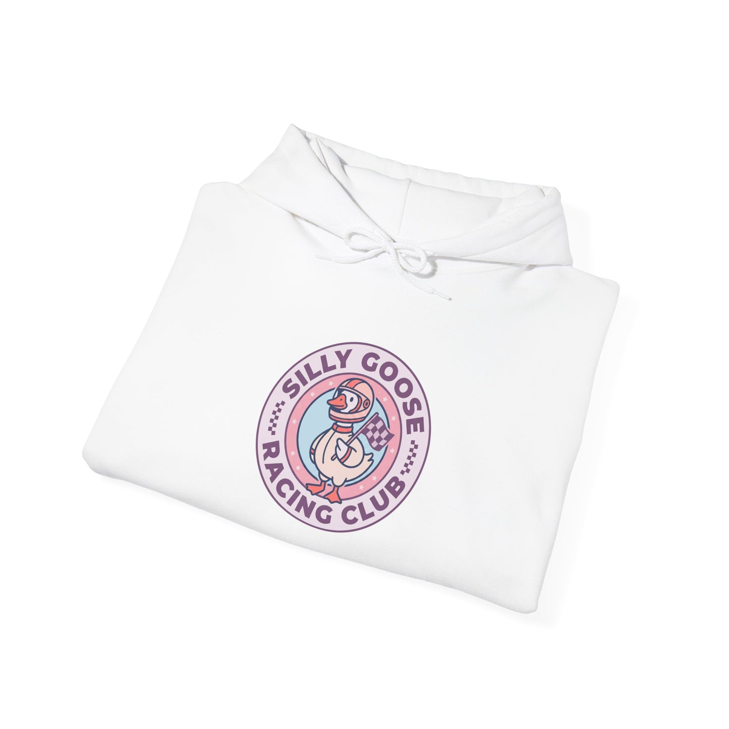 Silly Goose Racing Hoodie — Funny Goose in Racing Gear Sweatshirt