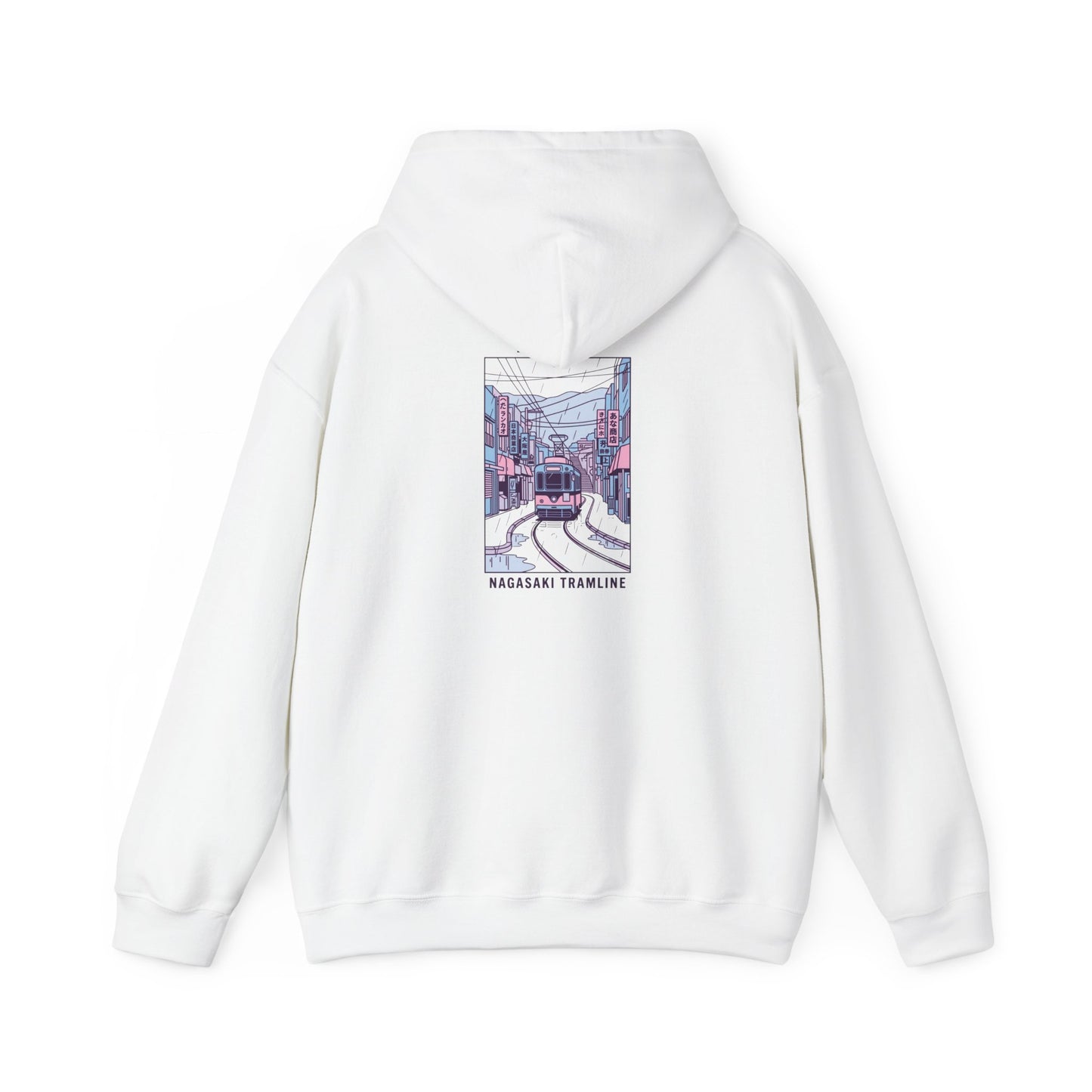 Pastel Cute Nagasaki Illustration Hoodie | Japanese Cityscape Kawaii Design