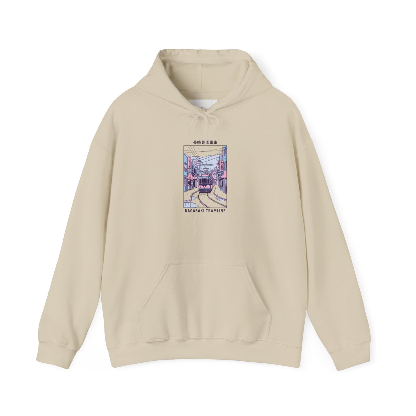 Pastel Cute Nagasaki Illustration Hoodie | Japanese Cityscape Kawaii Design