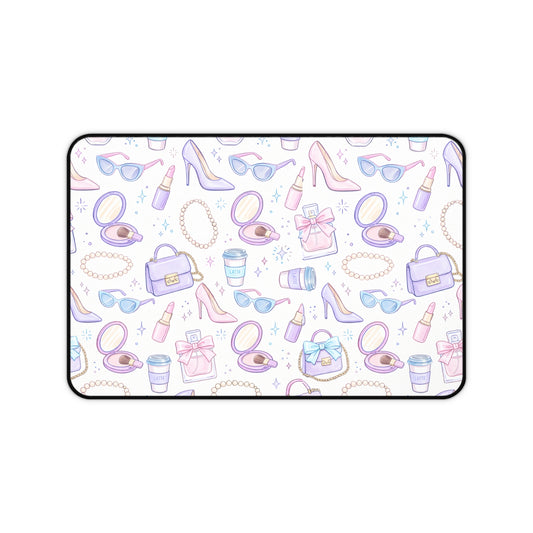 Cute Fashion Illustration Desk Mat | Pastel Chic Accessories