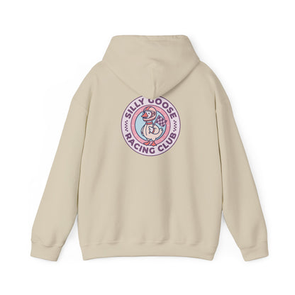 Silly Goose Racing Hoodie — Funny Goose in Racing Gear Sweatshirt