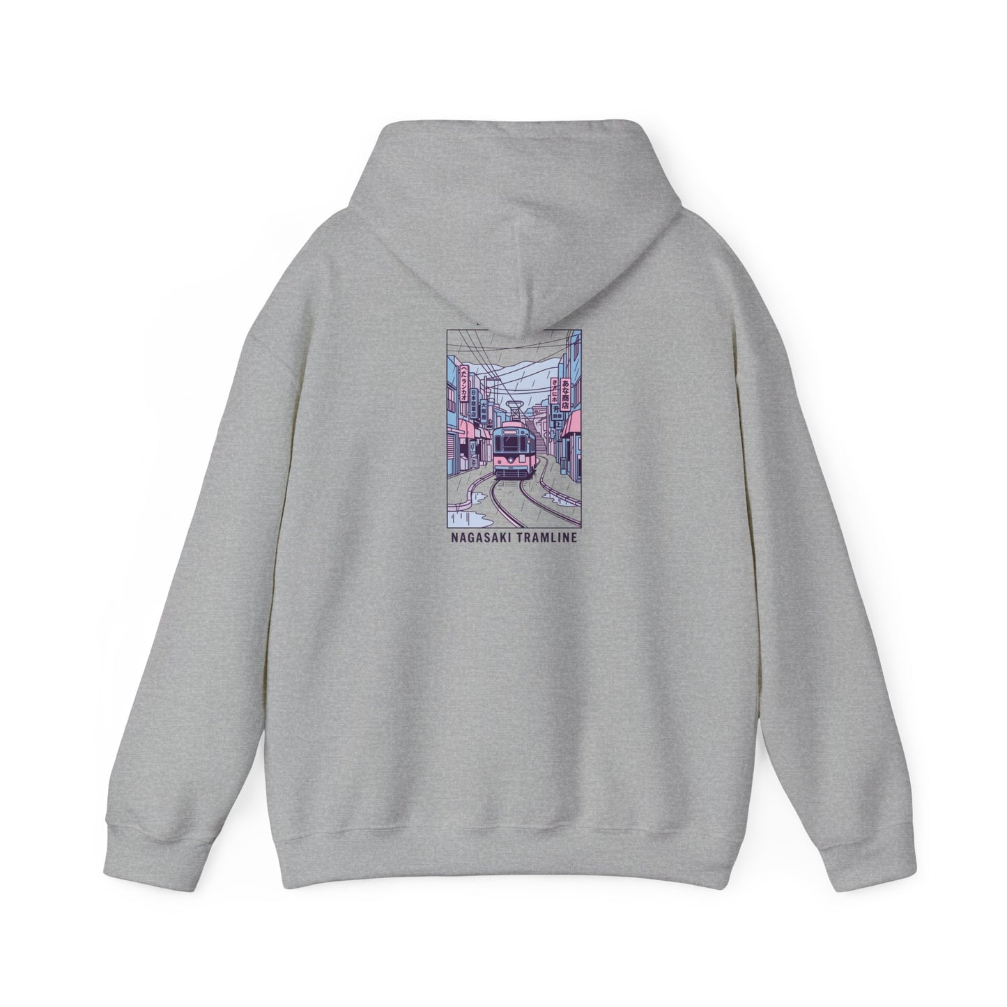 Pastel Cute Nagasaki Illustration Hoodie | Japanese Cityscape Kawaii Design