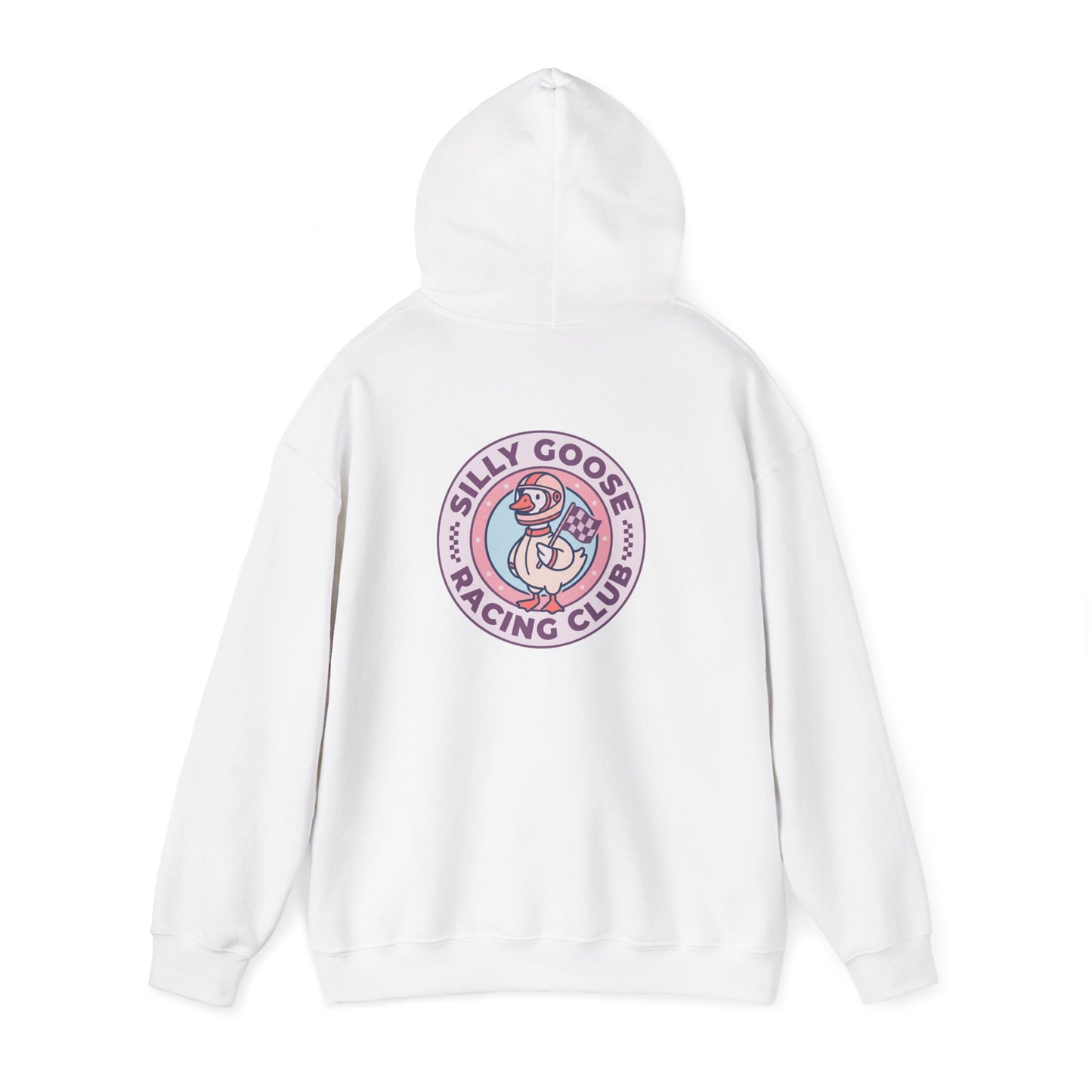 Silly Goose Racing Hoodie — Funny Goose in Racing Gear Sweatshirt