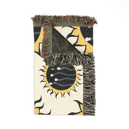 Sun On/Sun Off Woven Blanket — Reversible Light & Dark Sun Pattern Throw