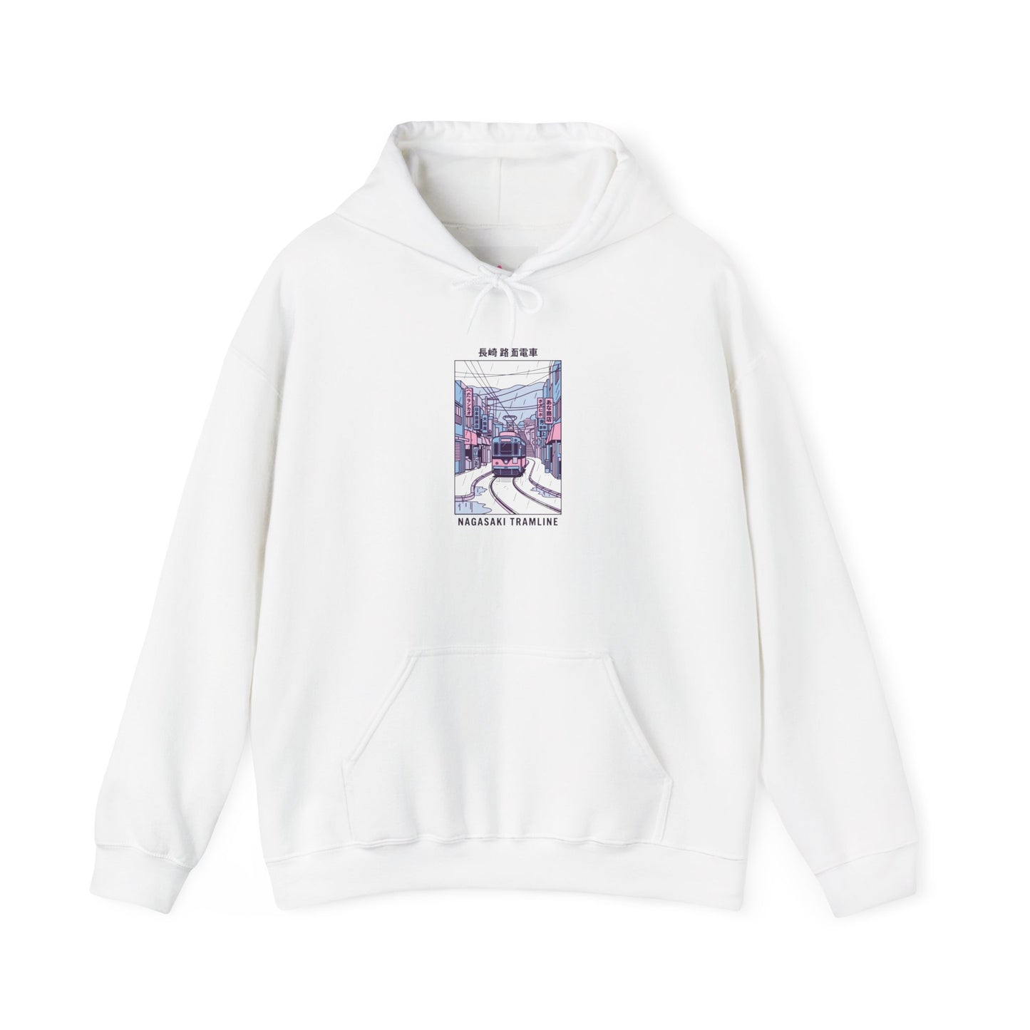 Pastel Cute Nagasaki Illustration Hoodie | Japanese Cityscape Kawaii Design