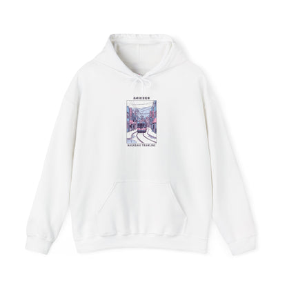 Pastel Cute Nagasaki Illustration Hoodie | Japanese Cityscape Kawaii Design