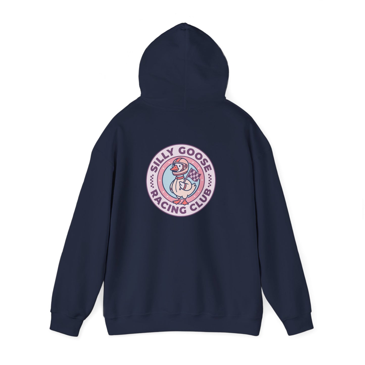 Silly Goose Racing Hoodie — Funny Goose in Racing Gear Sweatshirt