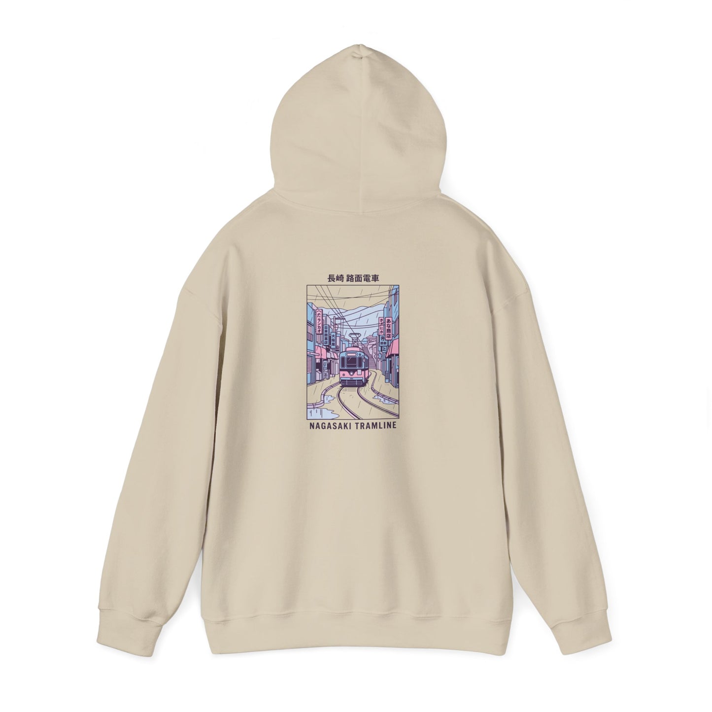 Pastel Cute Nagasaki Illustration Hoodie | Japanese Cityscape Kawaii Design