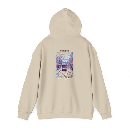Pastel Cute Nagasaki Illustration Hoodie | Japanese Cityscape Kawaii Design