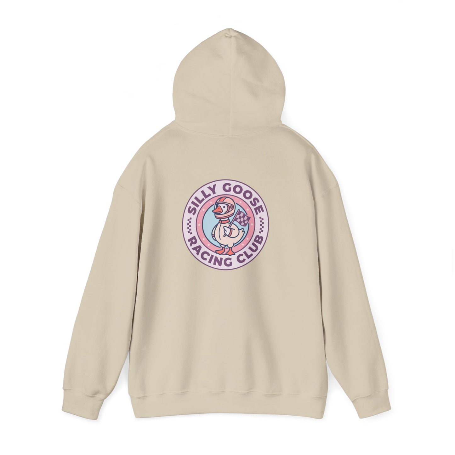 Silly Goose Racing Hoodie — Funny Goose in Racing Gear Sweatshirt