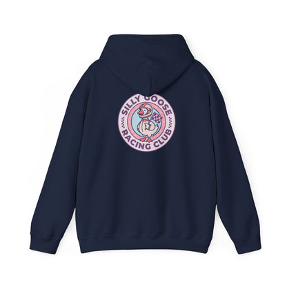 Silly Goose Racing Hoodie — Funny Goose in Racing Gear Sweatshirt