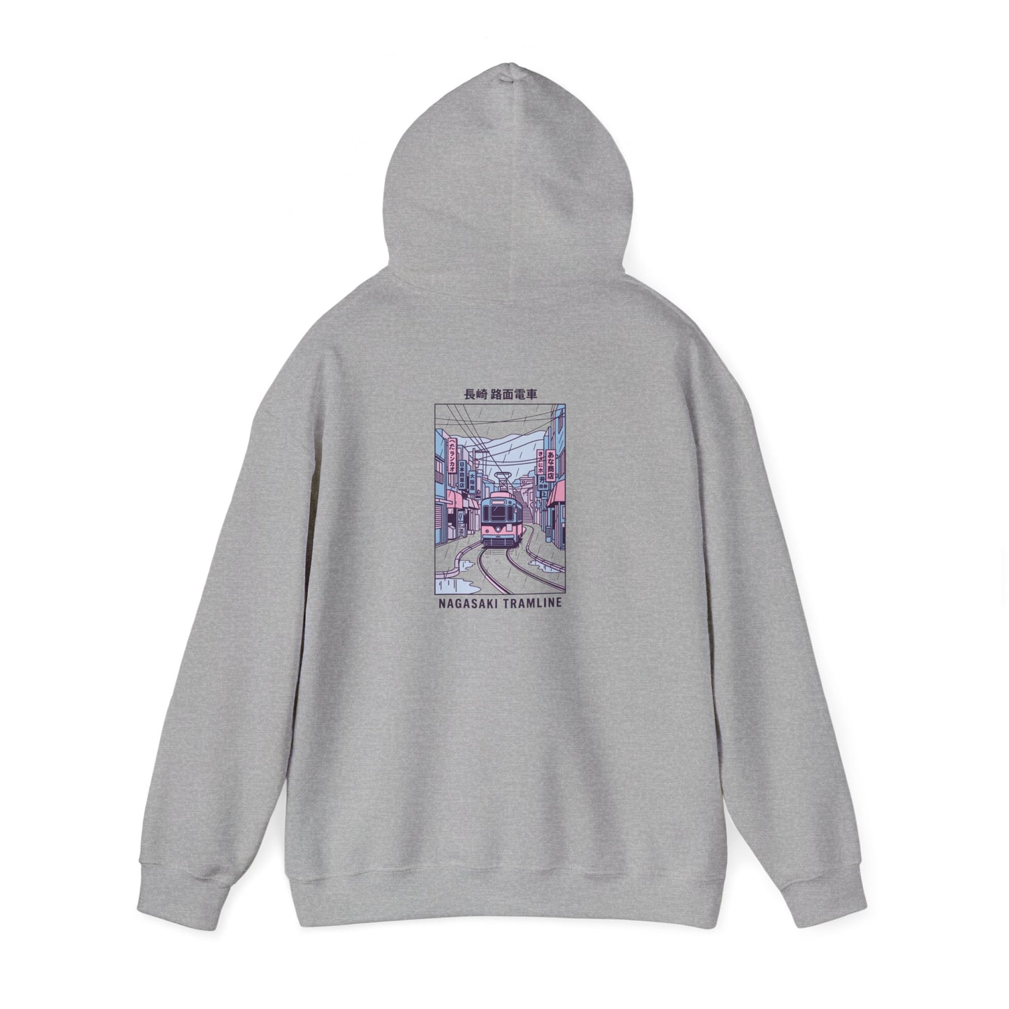 Pastel Cute Nagasaki Illustration Hoodie | Japanese Cityscape Kawaii Design