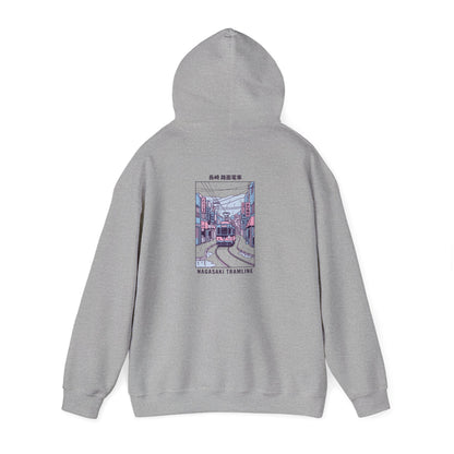 Pastel Cute Nagasaki Illustration Hoodie | Japanese Cityscape Kawaii Design
